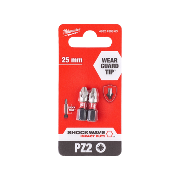 Біта SHOCKWAVE MILWAUKEE, PZ2, 25мм, (2шт) 4932430863 фото
