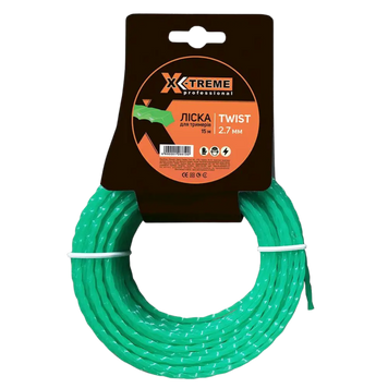 Ліска до мотокоси X-TREME 2.7мм х 15м TWIST (кручен.квадрат) довж 15м зел 126619 126619 фото