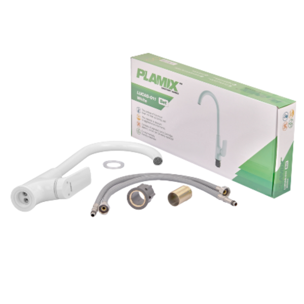 PLAMIX LUCAS-011 SET WHITE Змішувач для кухні (з підведенням) (16 шт/ящ) 00000001844 фото